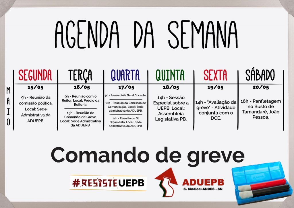 Agende-se para as atividades da greve na próxima semana (15 a 19/05)