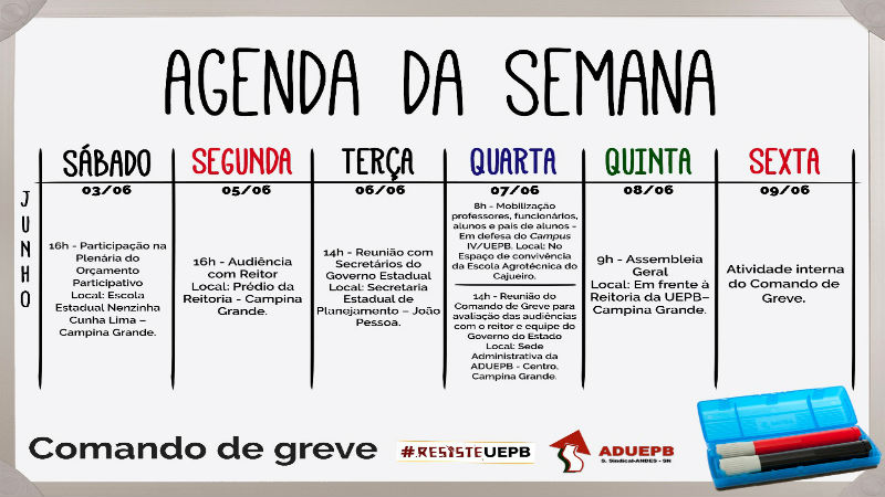 Agende-se para as atividades da Greve!