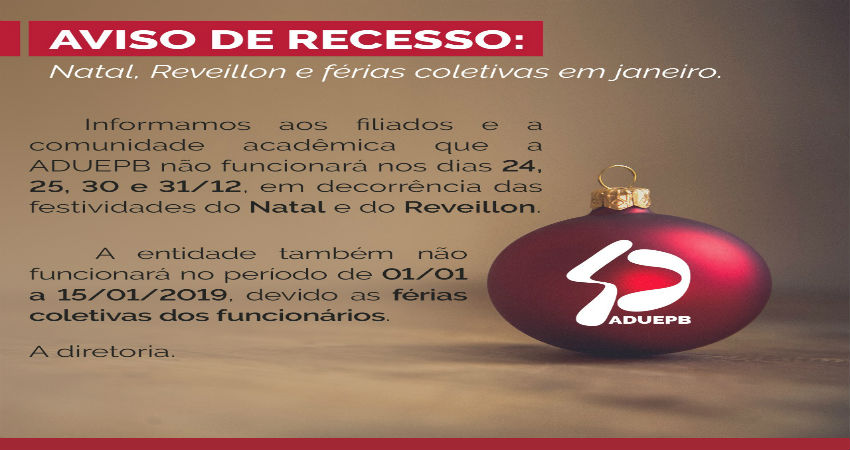 Recesso e férias coletivas – retorno em 18/01 – SINASEFE Litoral