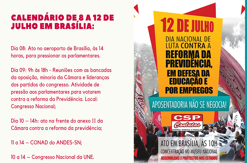 Momentos decisivos: Semana de atividades é intensa em Brasília na luta contra a Reforma da Previdênci