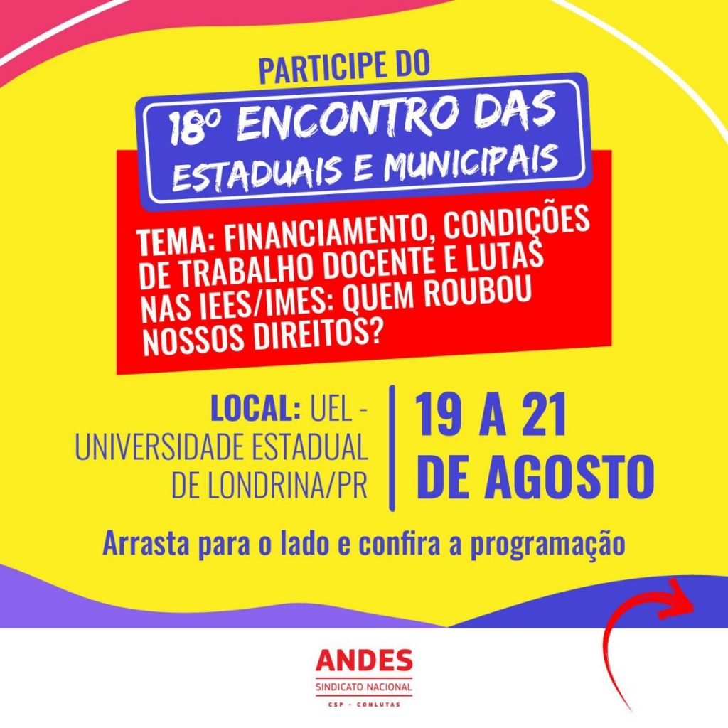 18º Encontro do Setor das Iees/Imes do ANDES-SN acontece em agosto no Paraná